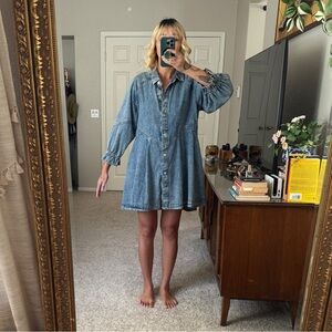 Free People Denim Dress with pockets - Womans Small, Blue